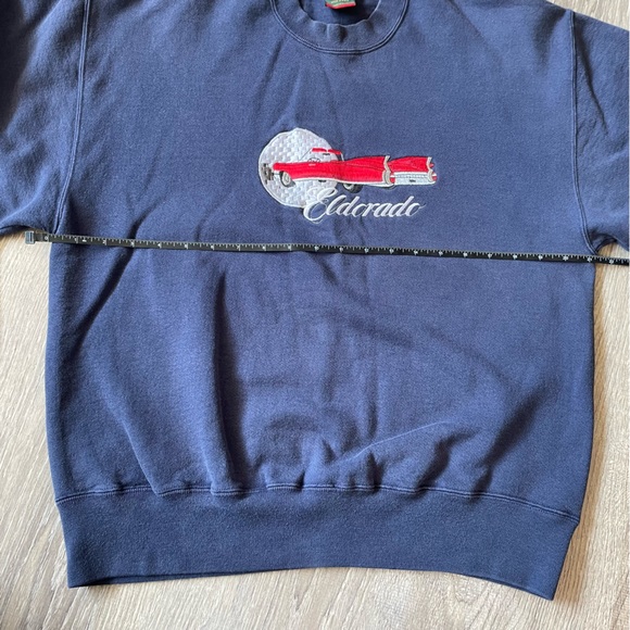 Cross Creek Small El Dorado Vintage Navy Blue Long Sleeve Men’s Crewneck - Picture 6 of 7